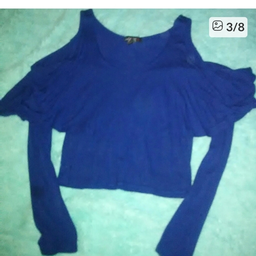 Love Women's Royal Blue Cold Shoulder Top
